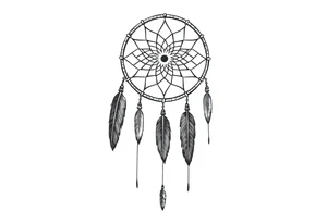 dreamcatcher, with feathers, authentic, skinny, nordic tattoo idea