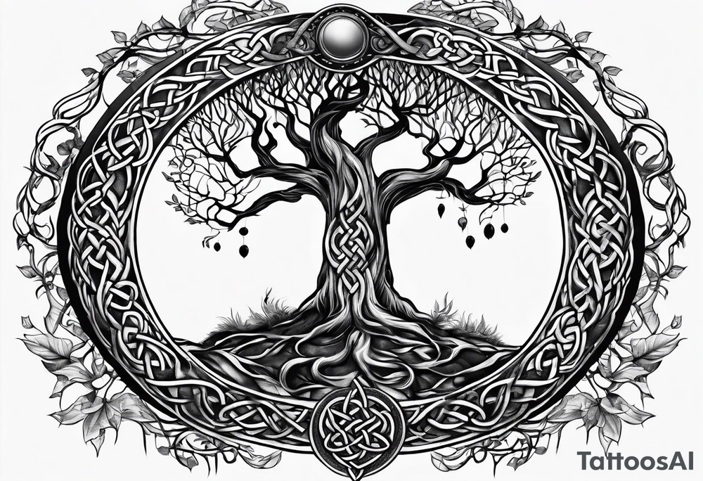 full torso celtic armor viking tree of life yggdrasil tattoo idea