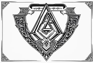 Valhalla sword shield axe Valknut fire tattoo idea