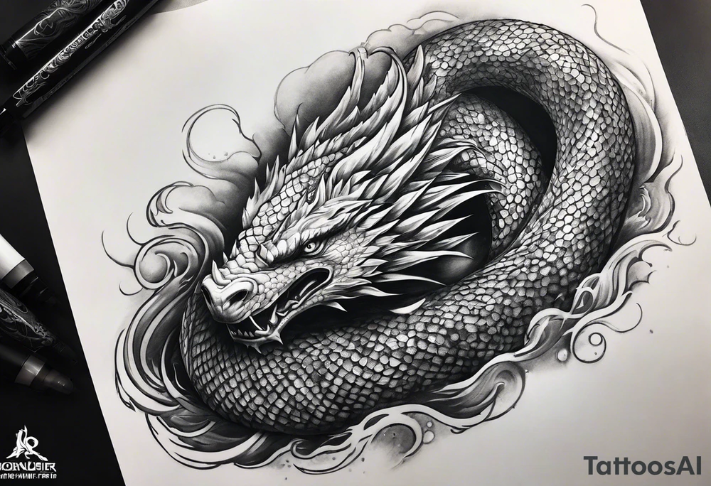 a Sleeve tattoo of Jörmungandr from god of war the game tattoo idea