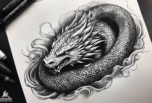 a Sleeve tattoo of Jörmungandr from god of war the game tattoo idea