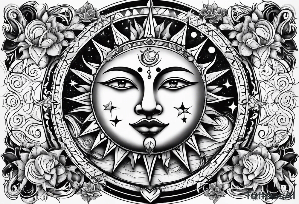 Sun and moon tattoo idea