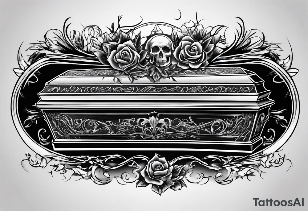 Plain Coffin in graveyard tattoo idea