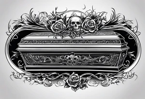 Plain Coffin in graveyard tattoo idea