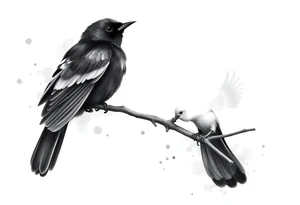 Male European Blackbird on a branch tattoo idea tattoo idea