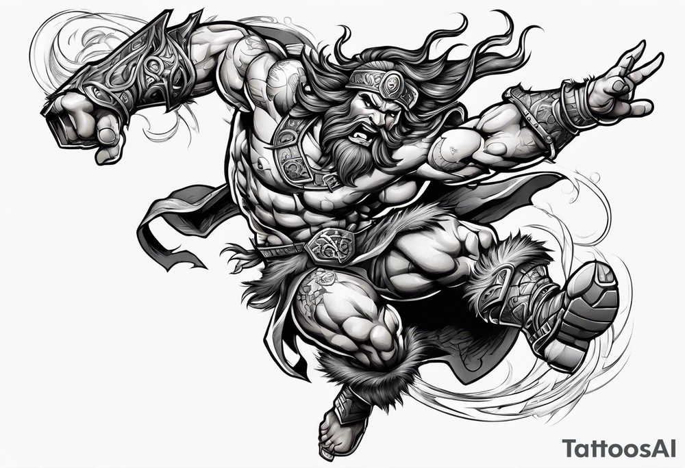 leaping barbarian tattoo idea