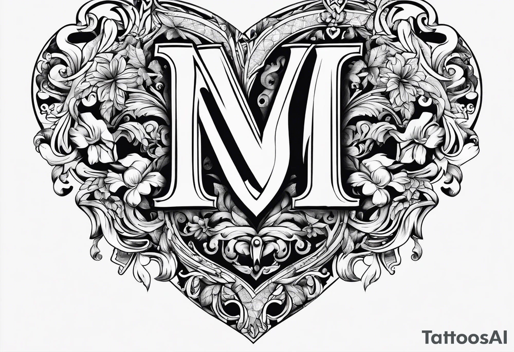 Simple Heart with the letters m and s inside tattoo idea