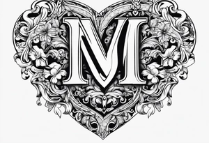 Simple Heart with the letters m and s inside tattoo idea