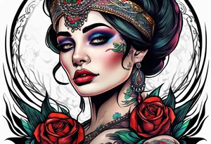 Ugly Woman waking from her grave as a new beautiful woman tattoo idea