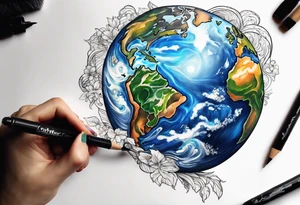 Earth realistic tattoo idea