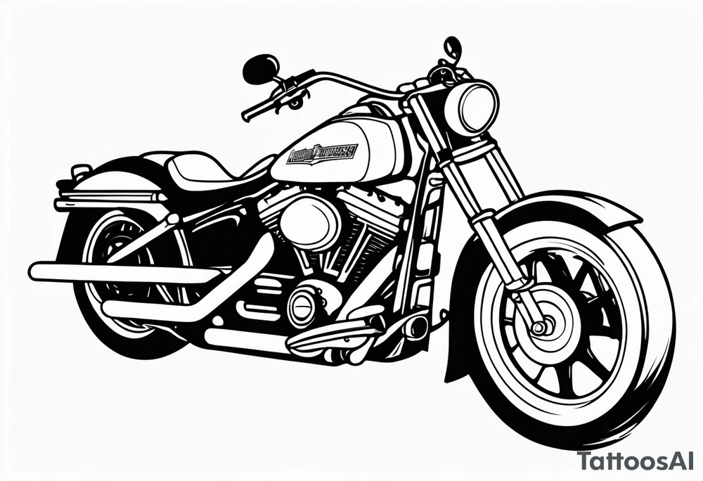 Harley Davidson  with tall handlebars tattoo idea