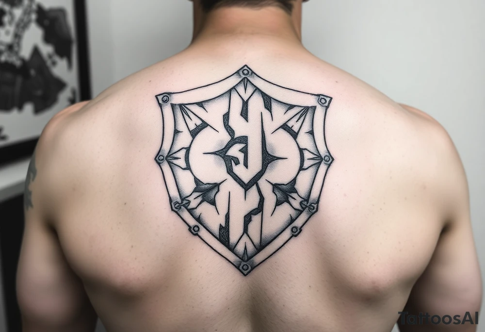 stone shield tattoo idea