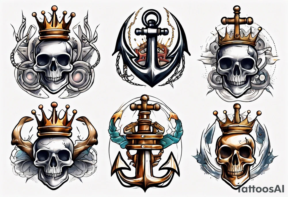 Anchor with a crown on top tattoo idea