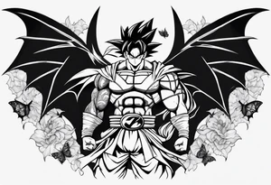 Goku and Batman with butterflies tattoo idea