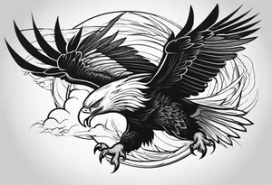 powerful majestic eagle swooping down into battle clutching sword tattoo idea