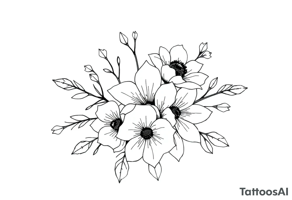 bouquet of flowers tattoo idea