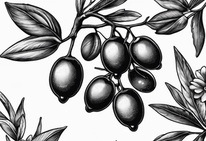 An olive branch with a thornvine tattoo idea