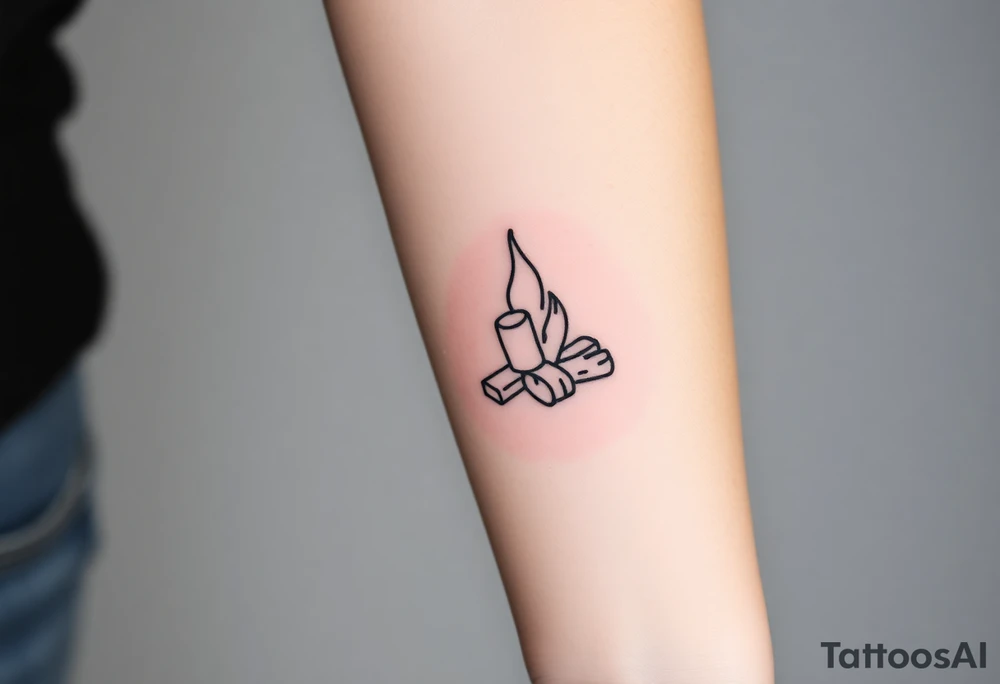 Bonfire with marshmallow tattoo idea