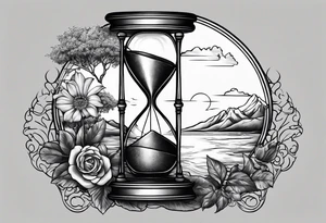 hourglass grandfather memorial sunset simple design tattoo idea