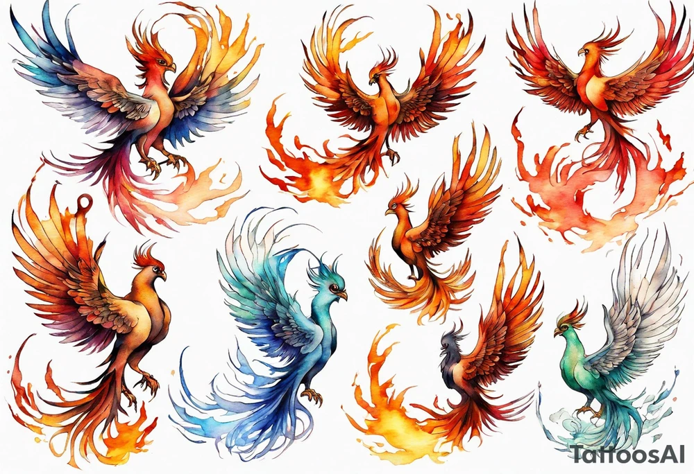 a phoenix in front of the sun tattoo idea