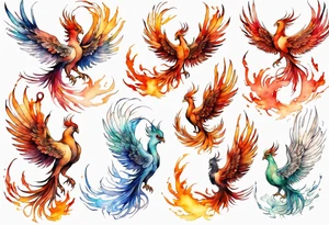 a phoenix in front of the sun tattoo idea