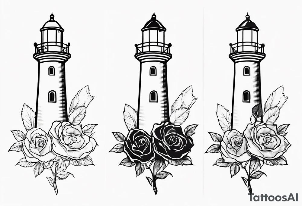 Zwei Rosen mit Leuchtturm tattoo idea