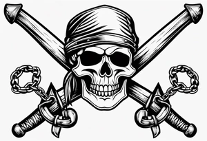Pirate flag with chains and a baseball hat tattoo idea