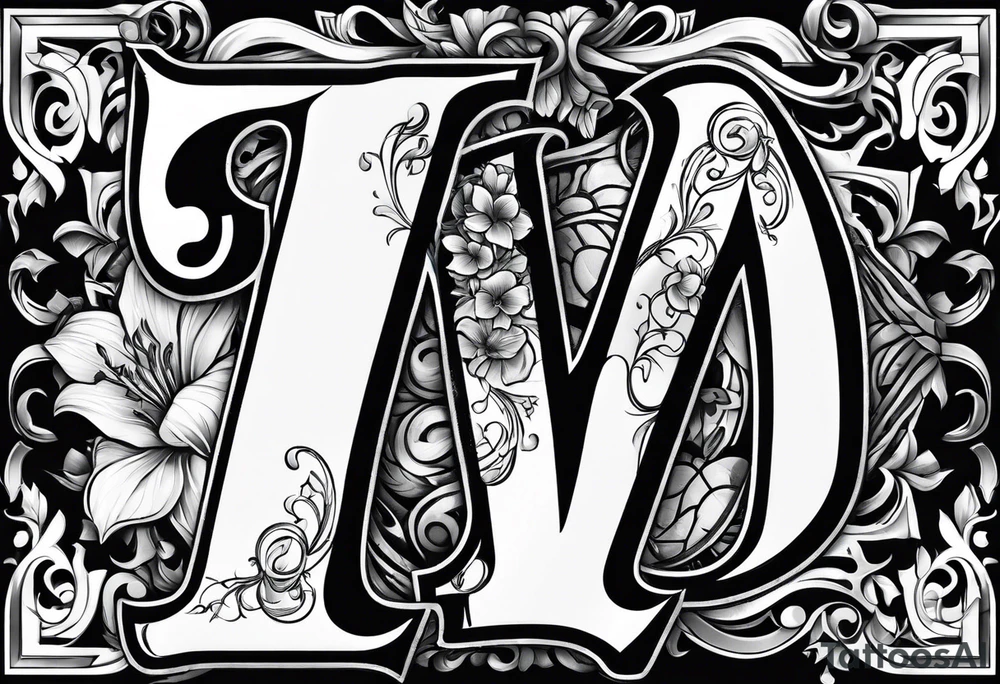 FF letters with tattoo idea