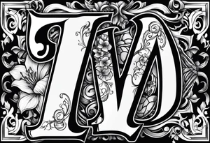 FF letters with tattoo idea