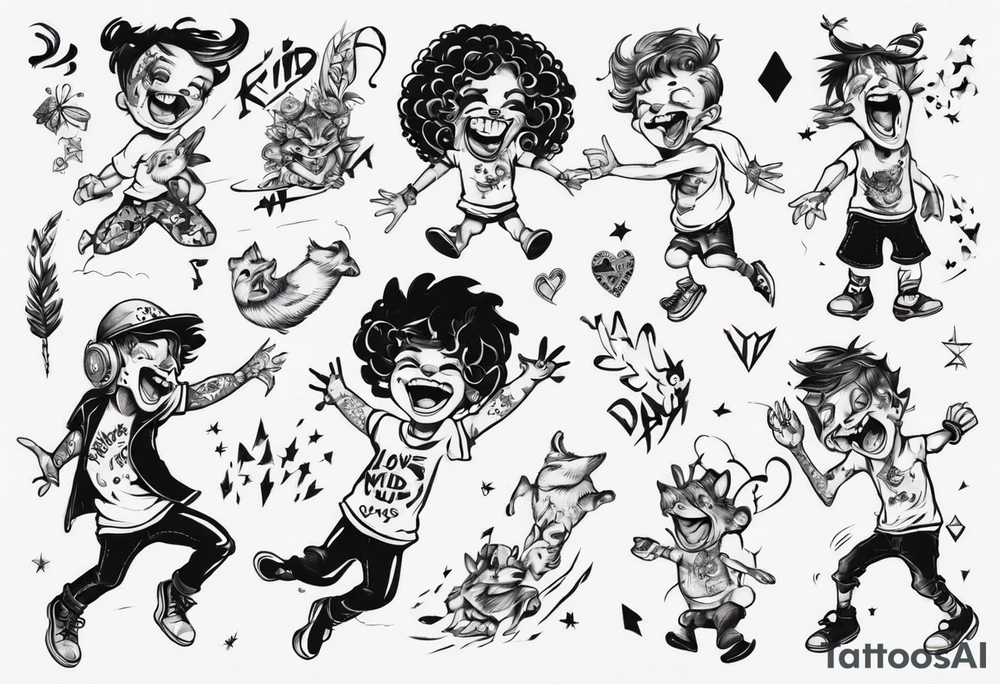 Wild kid who loves to play and jump tattoo idea