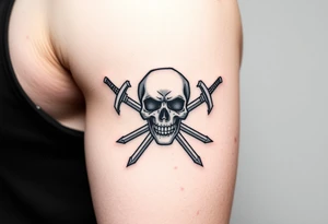 Swords crossing with a skull tattoo idea