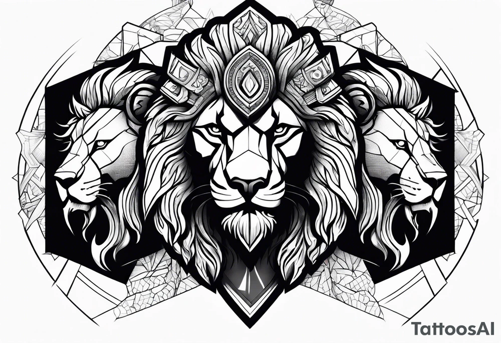 Spartan and lion tattoo idea
