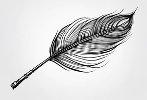 Peacock feather with flute tattoo idea