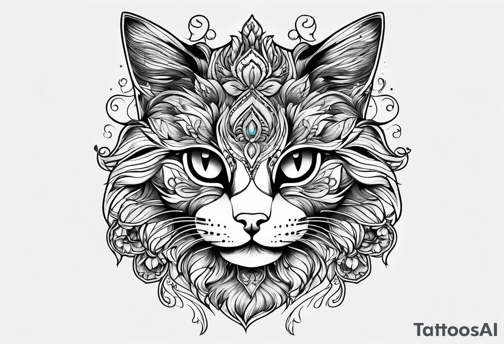 cute cat tattoo idea