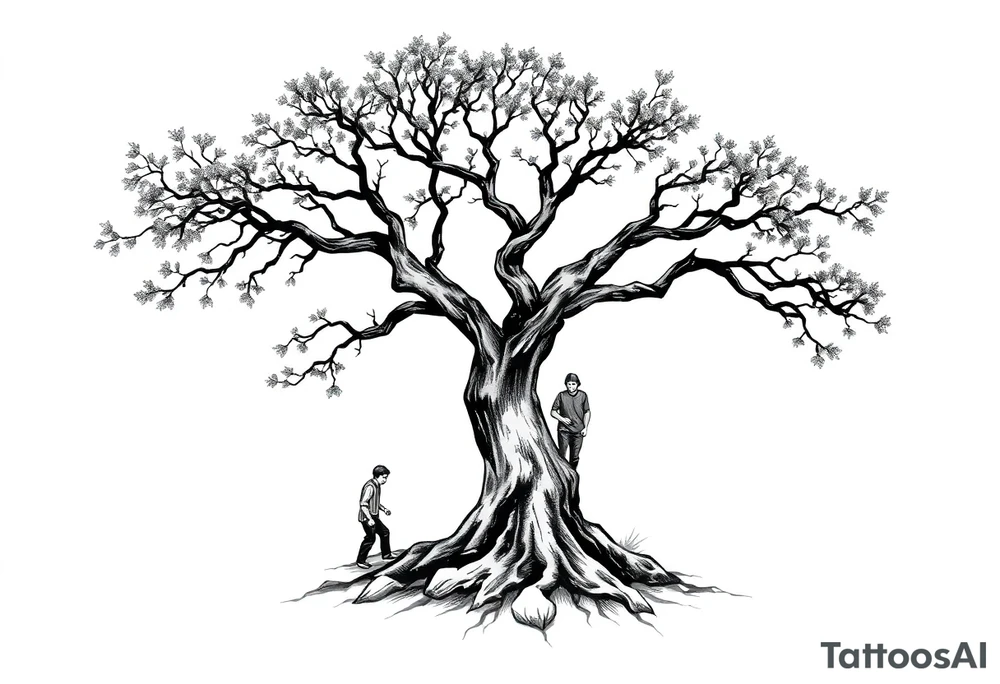 People picking tree tattoo idea