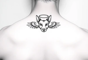 Dog ears with wings and halo tattoo idea