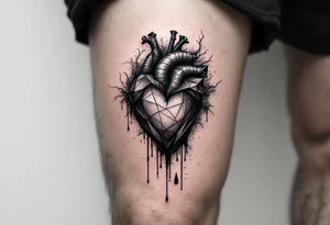 A bleeding heart with blackened edges, transitioning into a smoky, fading effect, symbolizing love lost to time. tattoo idea