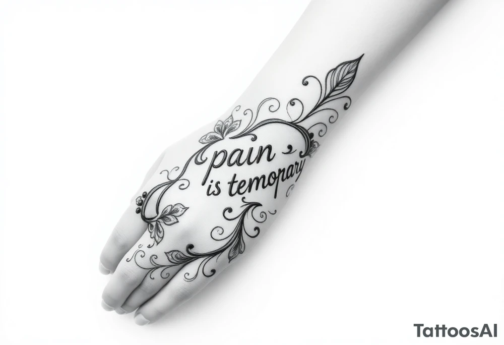 Indian style Henna tattoo for the inner wrist including word pain is temporary. tattoo idea