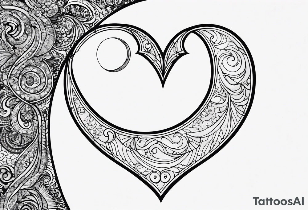 minimalistic Crescent moon with a love heart inside tattoo idea minimalistic Crescent moon with a love heart inside tattoo idea