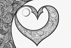 minimalistic Crescent moon with a love heart inside tattoo idea