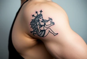 Aquarius with love, courage, free spirit and prosperity tattoo idea