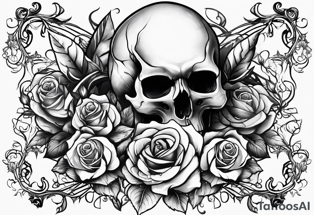 Skull rose santanic pagan tattoo idea