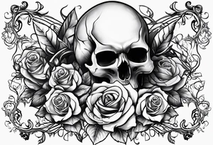 Skull rose santanic pagan tattoo idea