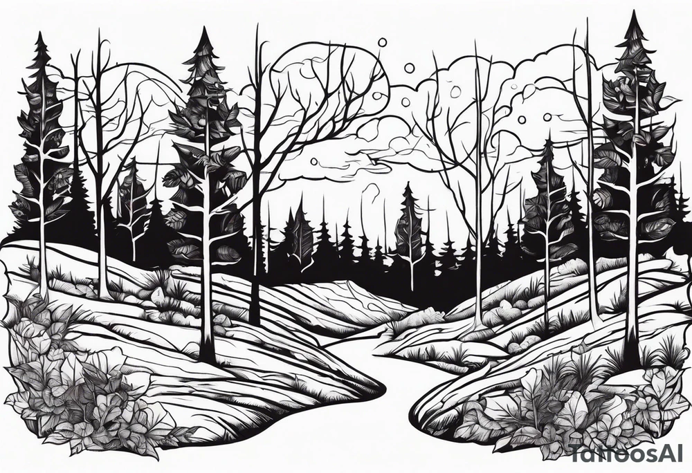 Living forest transitioning to a dead forest tattoo idea