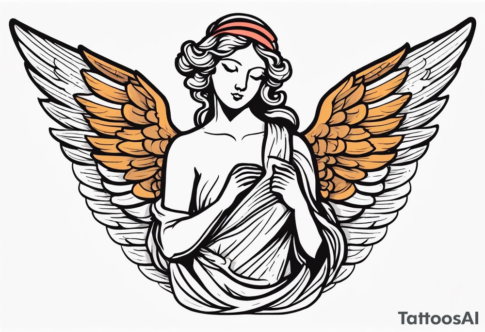 angel vintage tattoo style old school traditional bold color tattoo idea