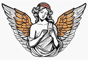 angel vintage tattoo style old school traditional bold color tattoo idea