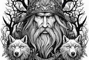 Leshy with wolves tattoo idea