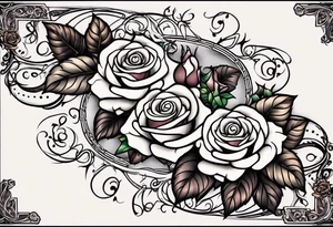 family arm sleeve with roses and infinity vines tattoo idea