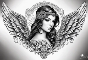 The word Glenn with angel Wings at the side tattoo idea