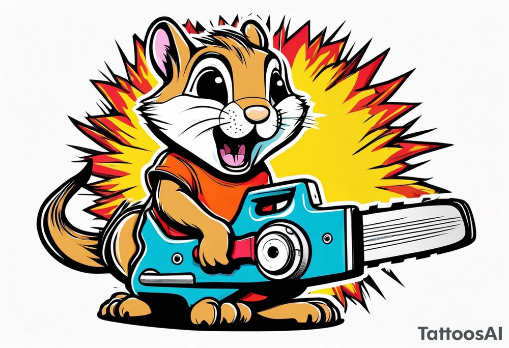 Chipmunk with a chainsaw tattoo idea